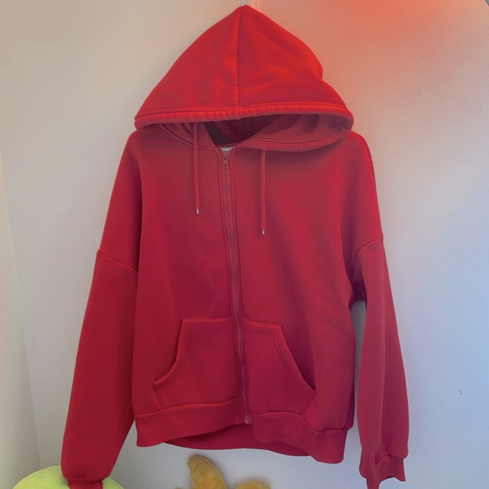 Red zip up hoodie. Great condition